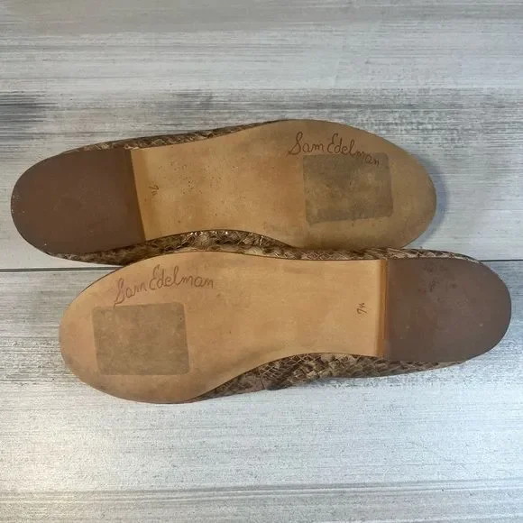 Sam Edelman Flat Shoes Metallic Snakeskin Print Size 7.5 Style “Felicia” - Picture 4 of 8